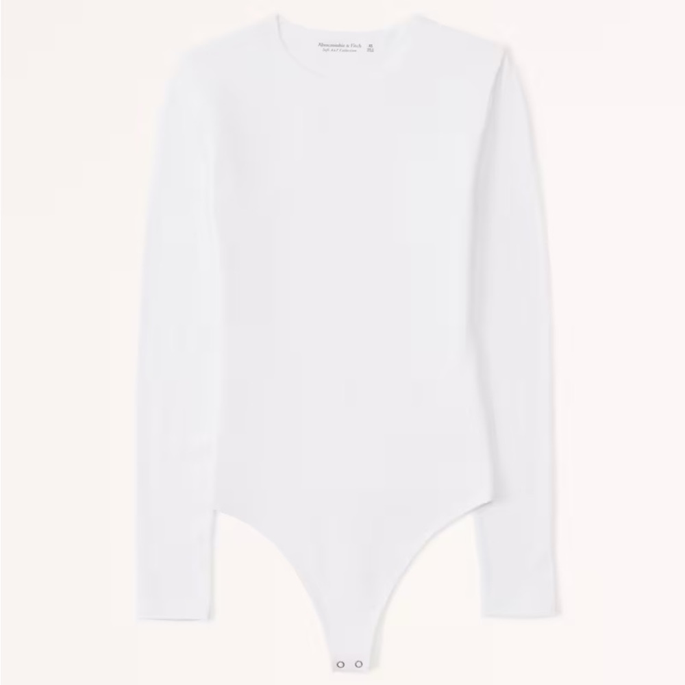 Essential Long-Sleeve Seamless Fabric Crewneck Bodysuit Abercrombie and Fitch